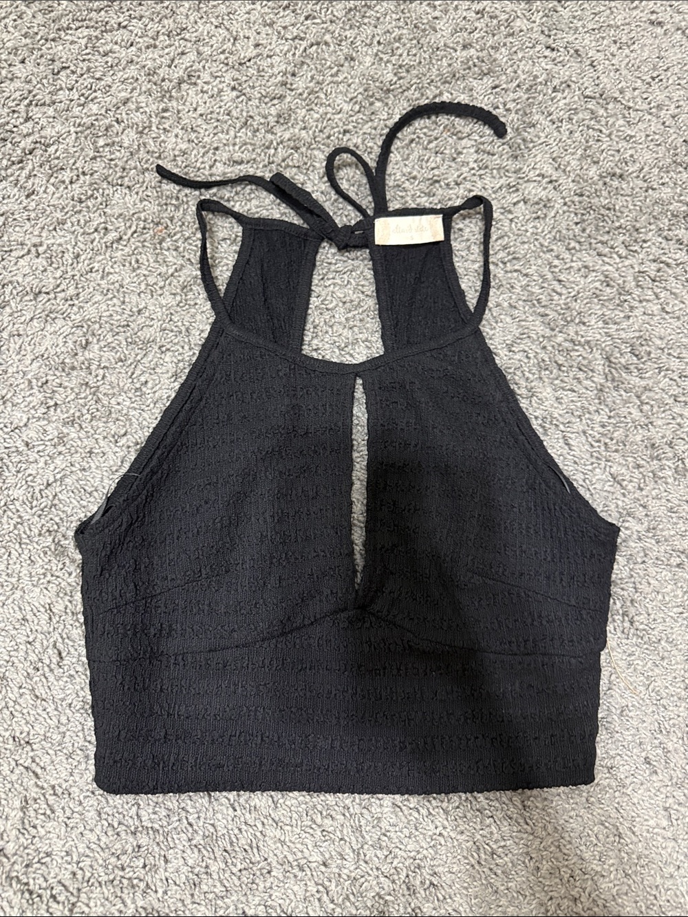 Altar'd State Black Textured Halter Crop